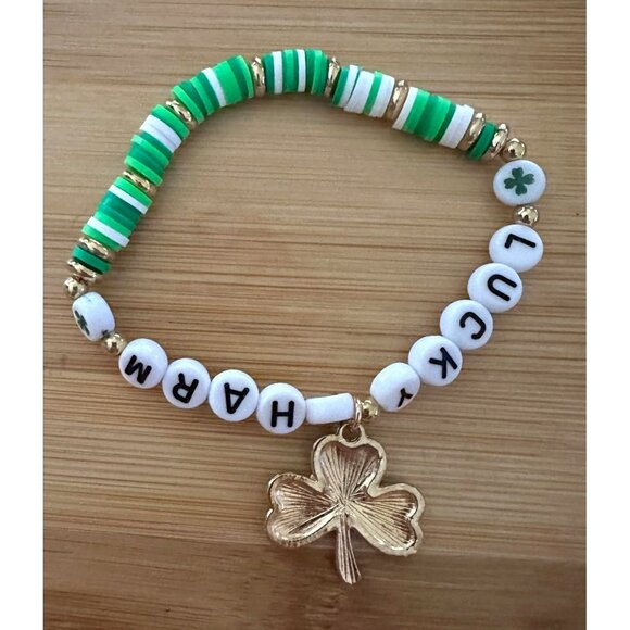 St Patricks Day Bracelet New Beaded Shamrock Lucky Charm New Festive Par… - Picture 12 of 12